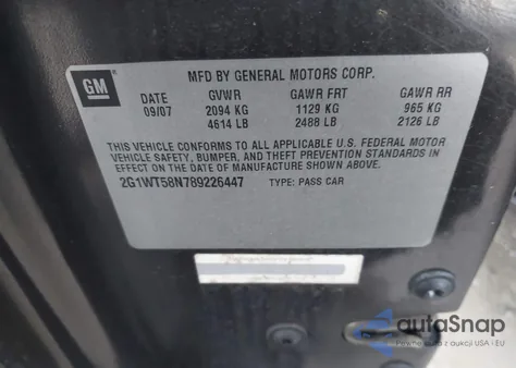 2008 Chevrolet Impala Lt из США, поврежденный, VIN 2G1WT58N789226447